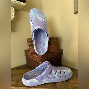 Rugged Shark Purple/Teal Tie Dye Slip On Slide Sandals Women’s 11